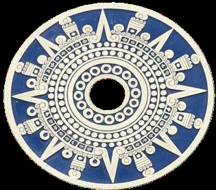 Diseño circular azul asociado a la Piedra de Tízoc