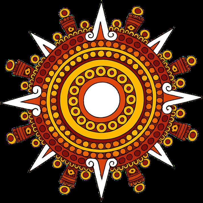 Diseño circular rojo asociado a la Piedra de Tízoc