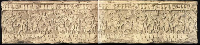 Relieve lateral de la Piedra de Tízoc, primera sección
